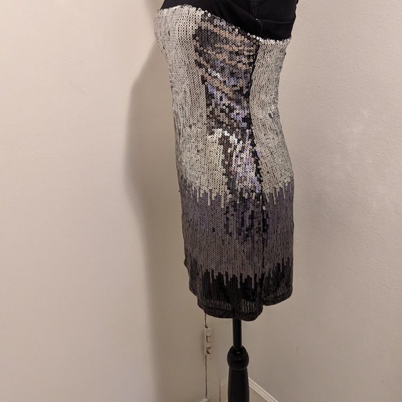 Charlotte Russe Sequin Dress (Black & Silver) with Back Zipper - Picture 9 of 10